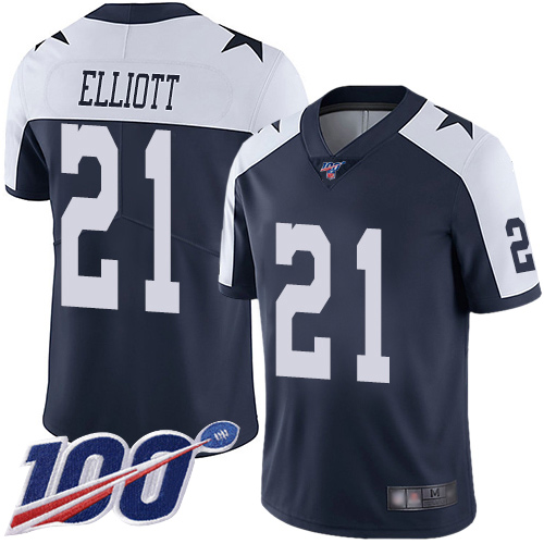 Men Dallas Cowboys Limited Navy Blue Ezekiel Elliott Alternate #21 100th Season Vapor Untouchable Throwback NFL Jersey->dallas cowboys->NFL Jersey